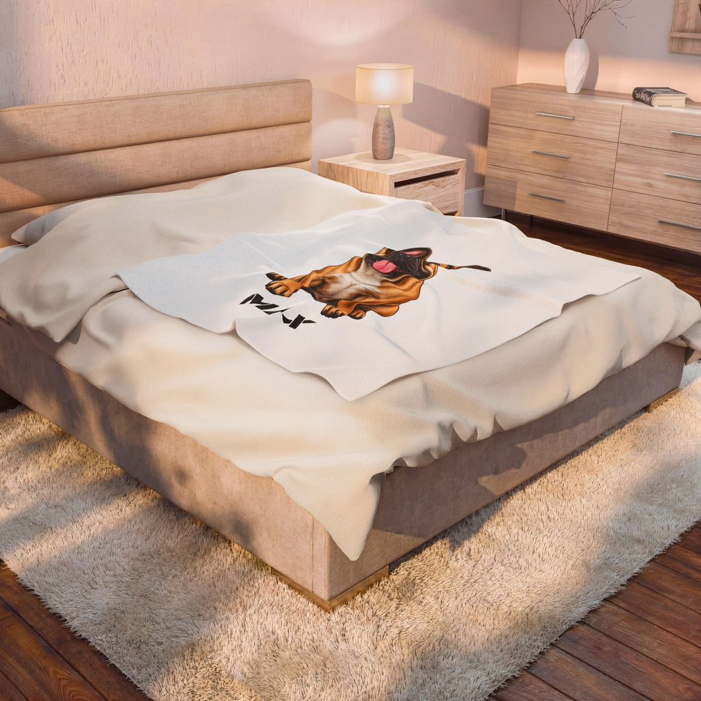 Personalized French Bulldog Blanket | Custom Pet Photo & Name Velveteen Plush Blanket