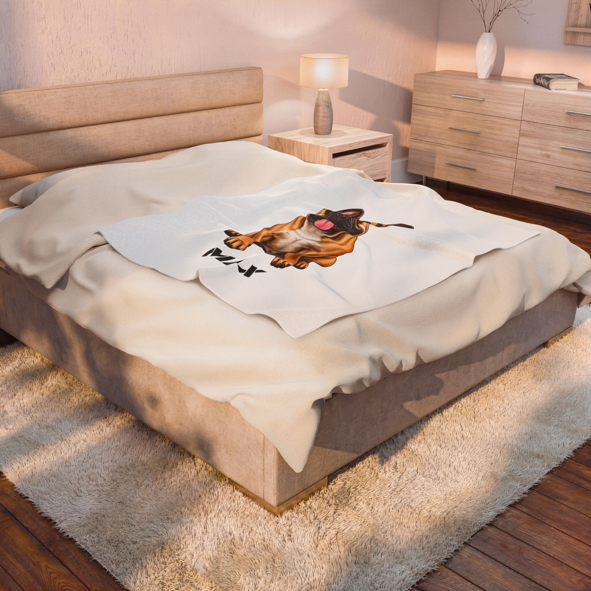Personalized French Bulldog Blanket | Custom Pet Photo & Name Velveteen Plush Blanket