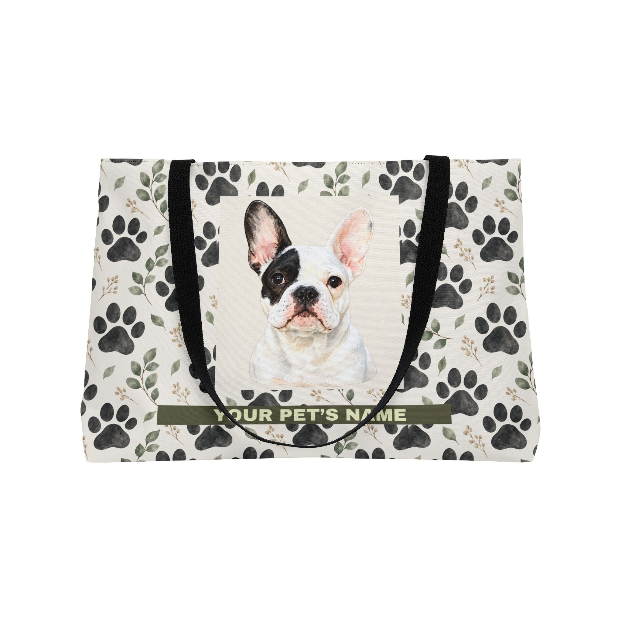 Personalized Pet Paw Print Weekender Tote — Custom Name & Photo Dog Travel Bag