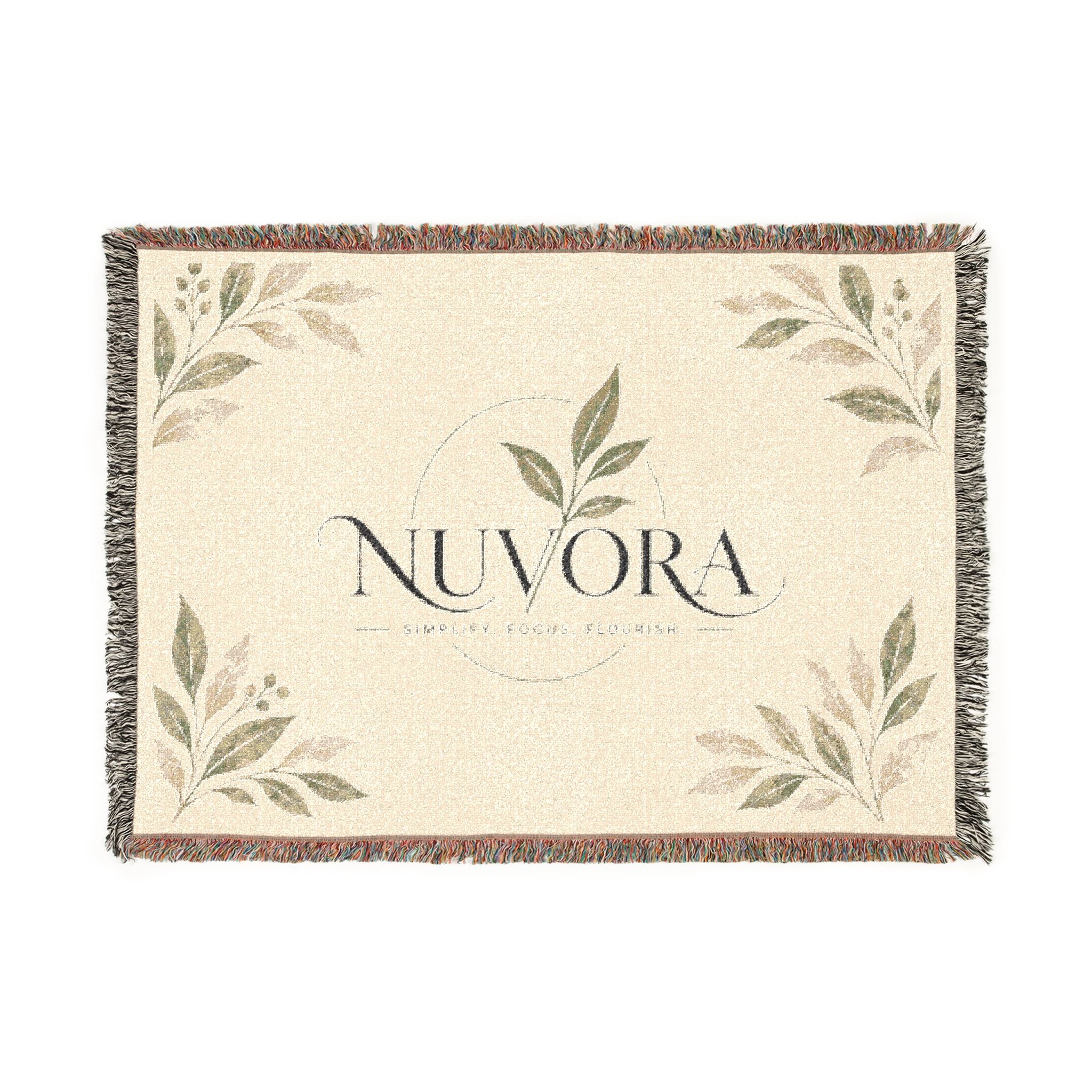 Nuvora Botanical Woven Throw Blanket — Decorative Farmhouse Accent