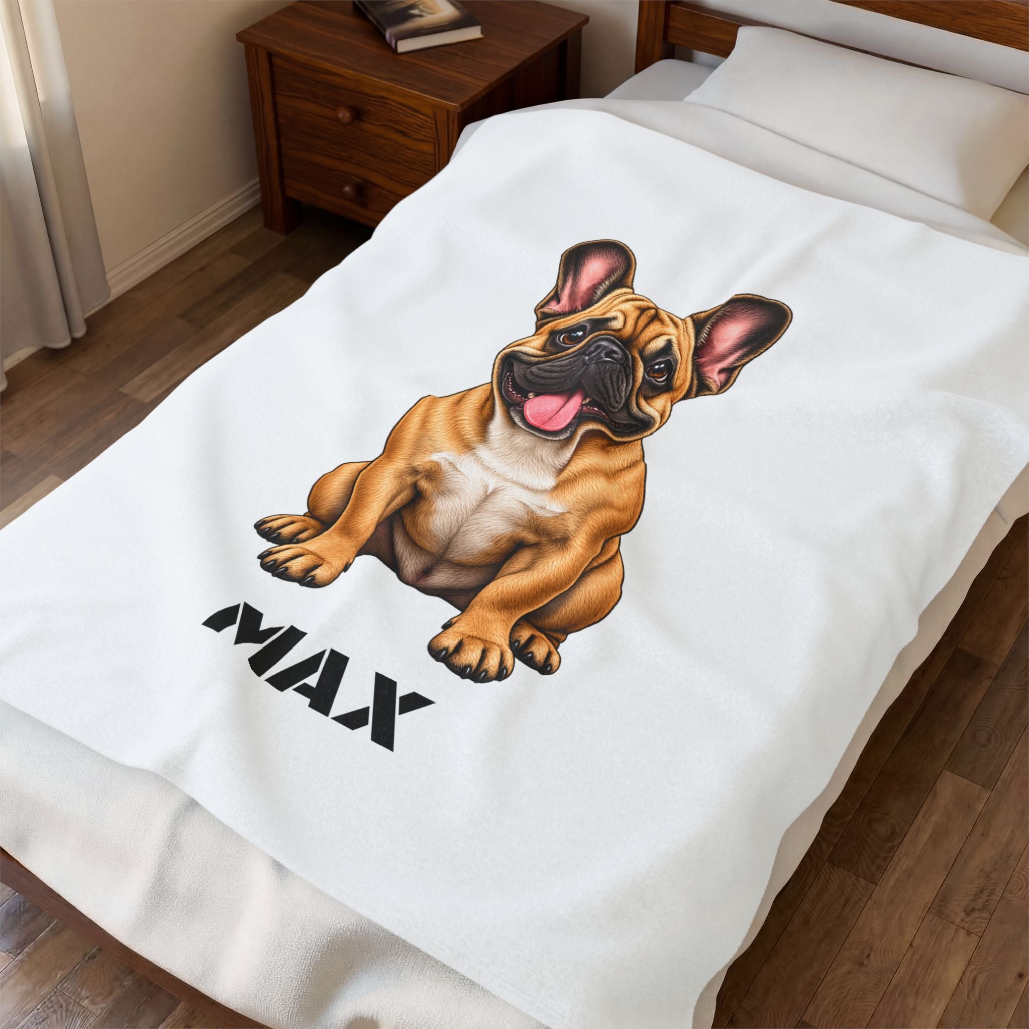 Personalized French Bulldog Blanket | Custom Pet Photo & Name Velveteen Plush Blanket